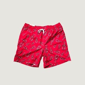 Member's Mark Swim Trunks Large Red NWT Lobster Print Resort Shorts